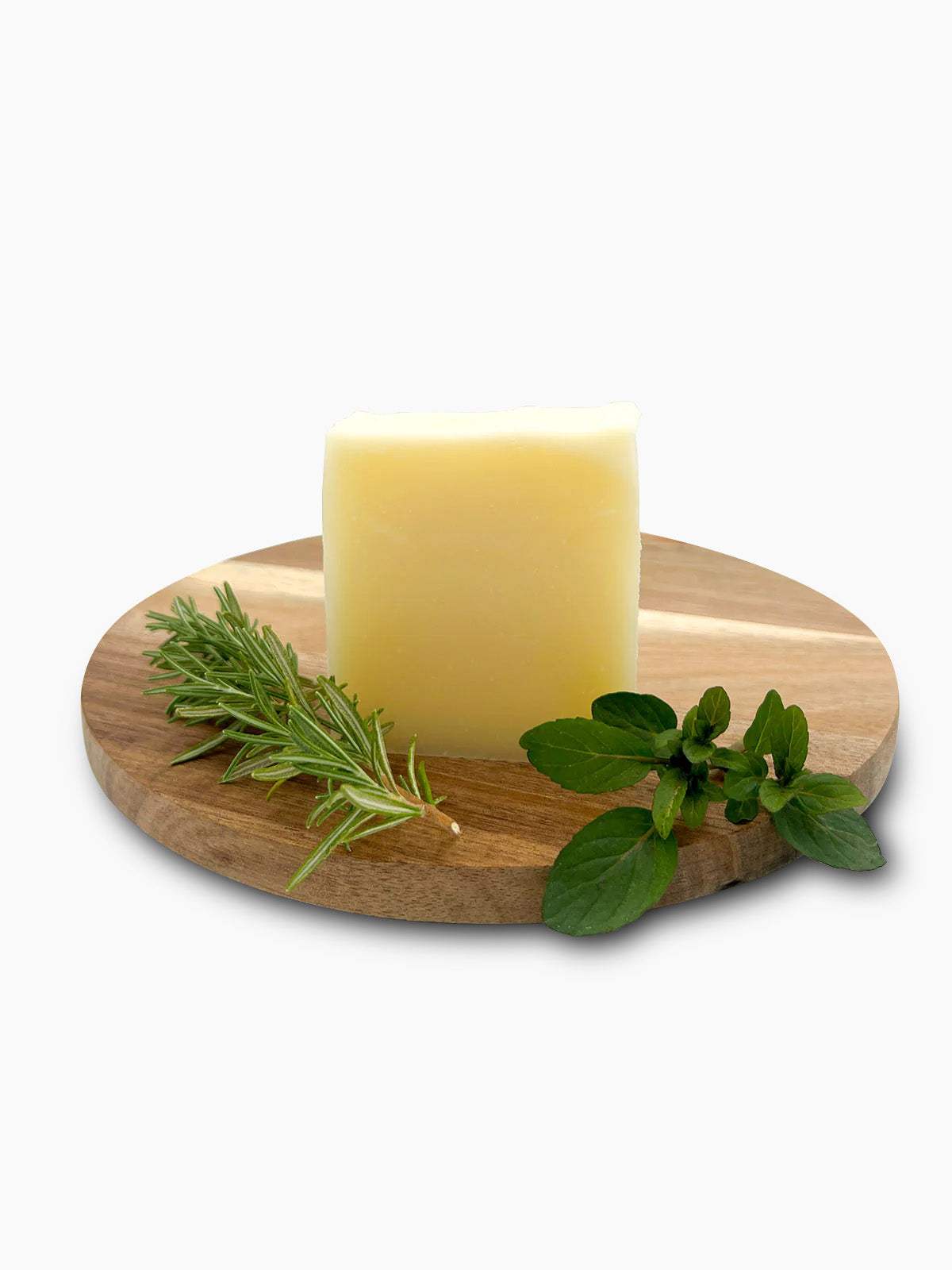 Mint Rosemary Soap bar with natural ingredients for hair, body, and shaving in recyclable kraft paper box