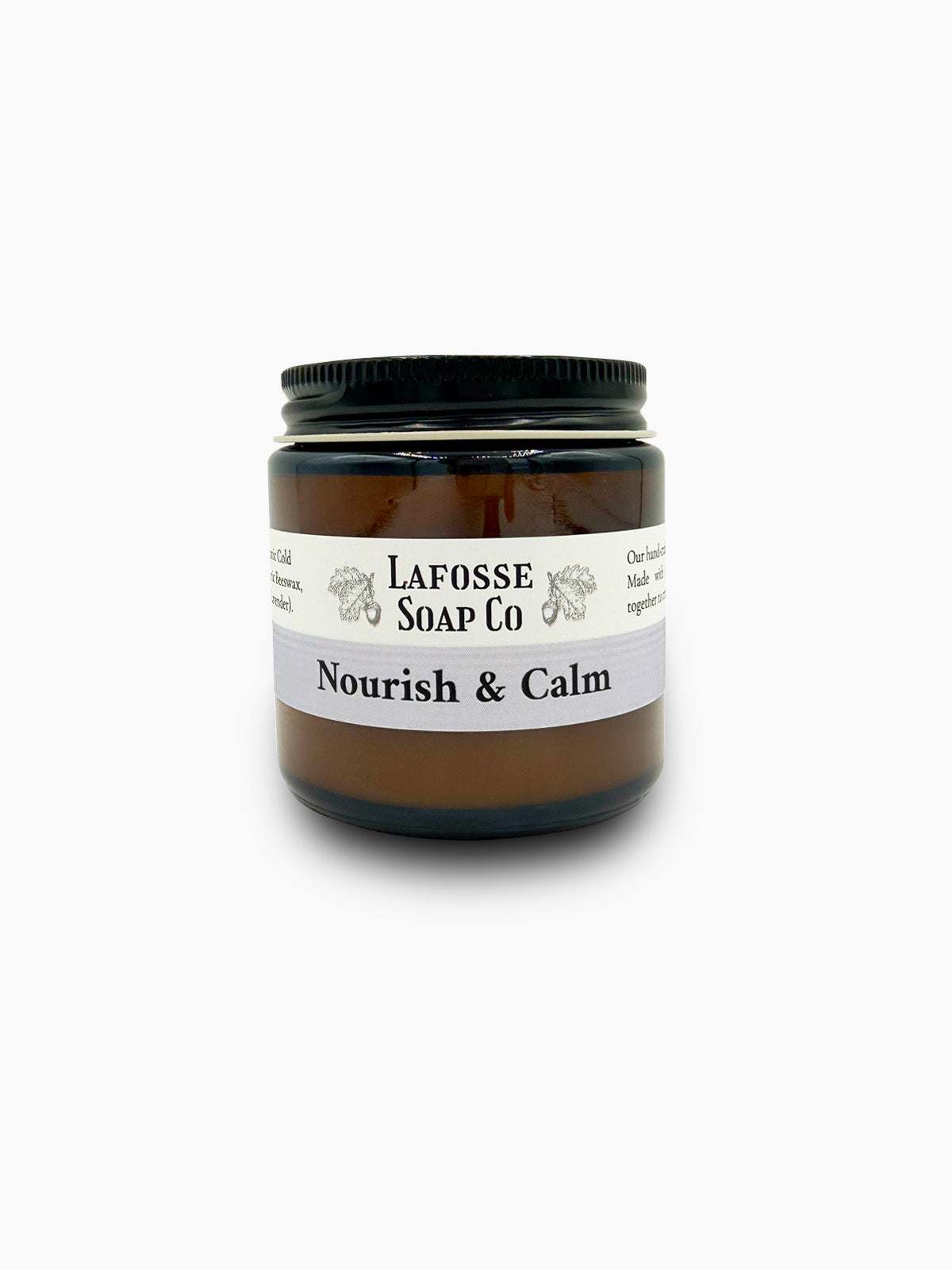 4oz jar of Nourish & Calm Salve organic skin moisturizer with lavender and almond oil