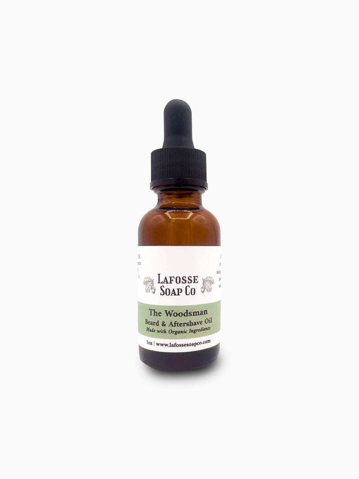The Woodsman Beard & Aftershave Oil bottle with natural ingredients for hydrating and soothing post-shave skin